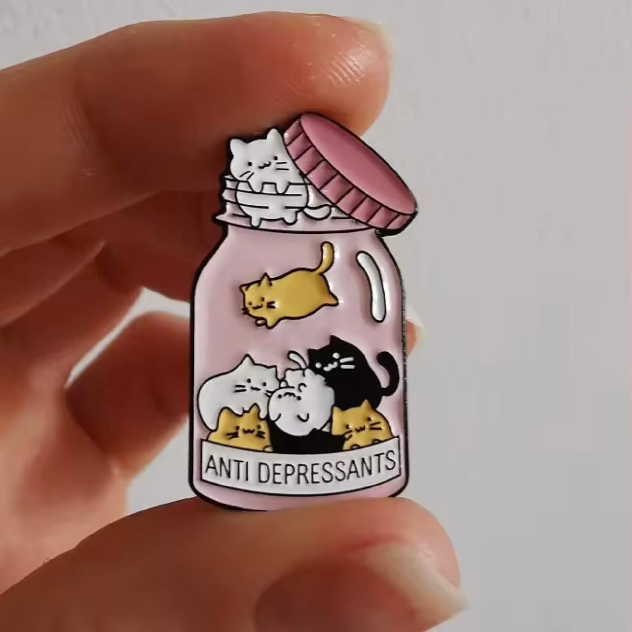 Cat Anti - Depressants Jar Funny Mental Health Enamel Pin - MeowMart - Jewelry - MeowMart