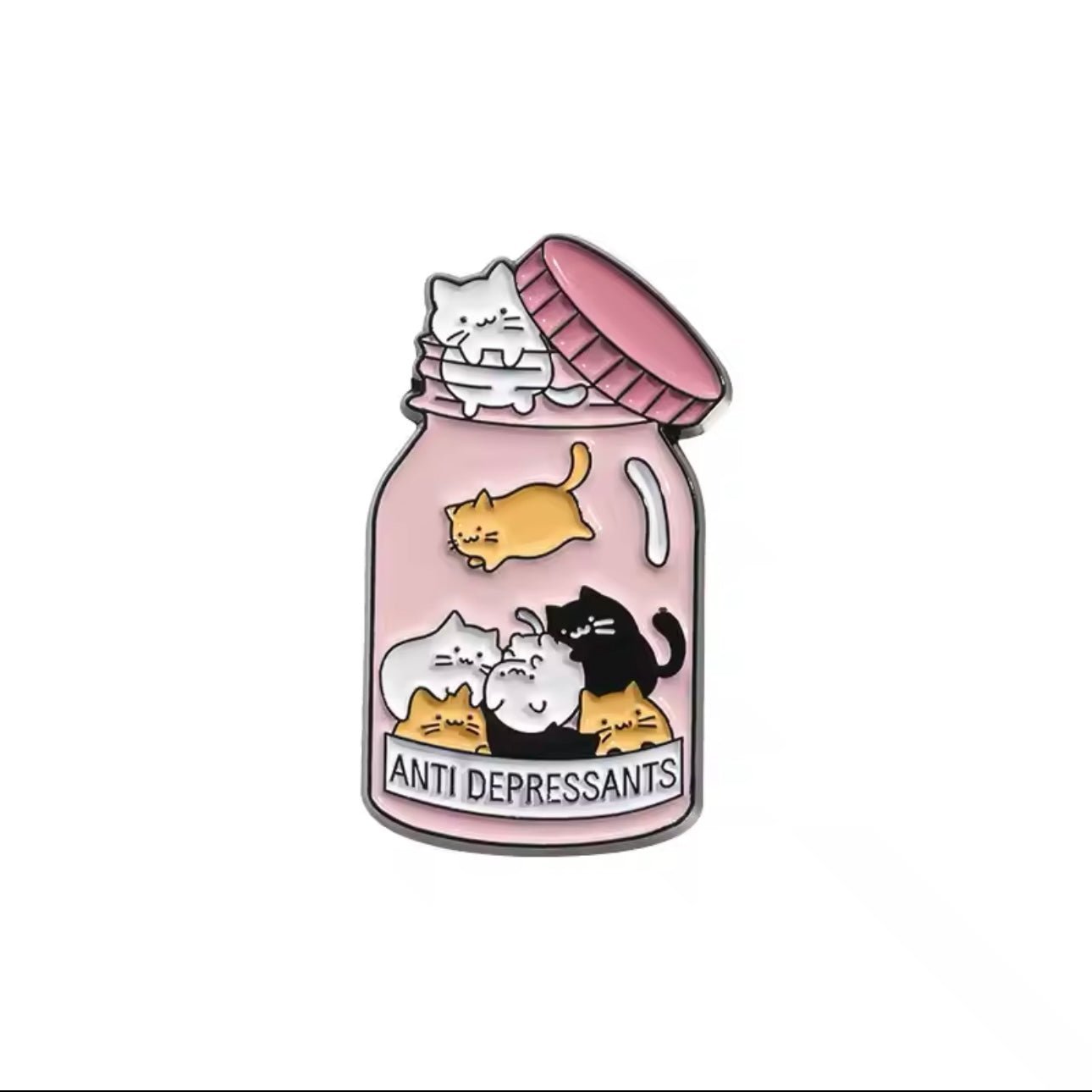 Cat Anti - Depressants Jar Funny Mental Health Enamel Pin - MeowMart - Jewelry - MeowMart