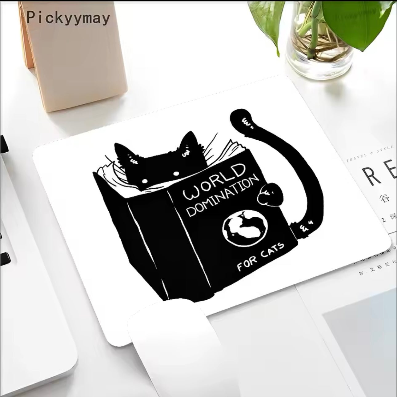 Cute Cartoon Dictator Cat ‘World Domination for Cats’ Aesthetic Computer Mouse Pad - Purrfect Gift | MeowMart - Mouse Pad - MeowMart