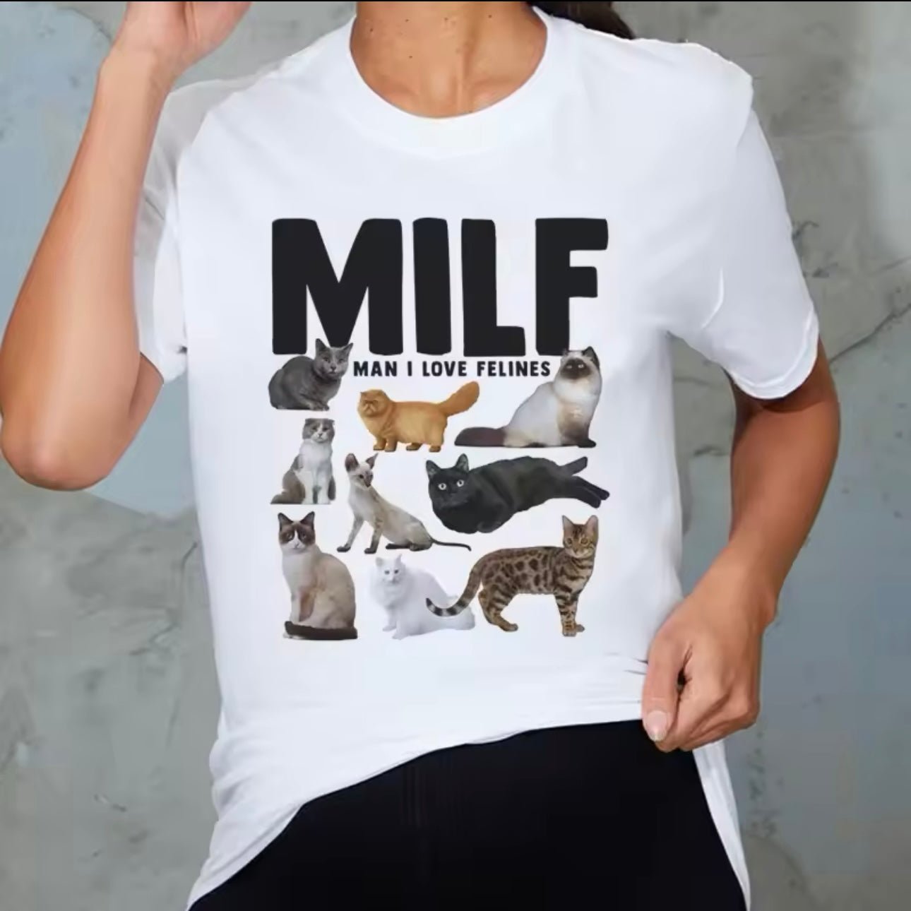 MILF ‘Man I Love Felines’ Funny Cat Meme T-Shirt for Women - T-Shirt - MeowMart