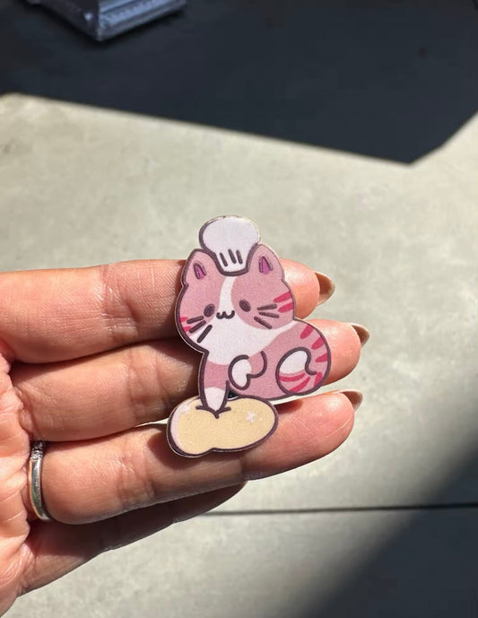 Cute Bread Cat Chef Enamel Pin Animal Lapel Pin - Backpack Clothing Accessories | MeowMart - Jewelry - MeowMart
