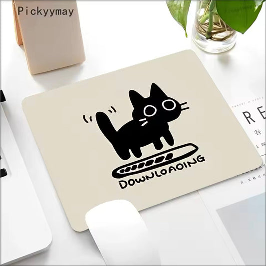 Cute Cartoon Cat ‘Downloading’ Aesthetic Computer Mouse Pad - Purrfect Gift | MeowMart - Mouse Pad - MeowMart