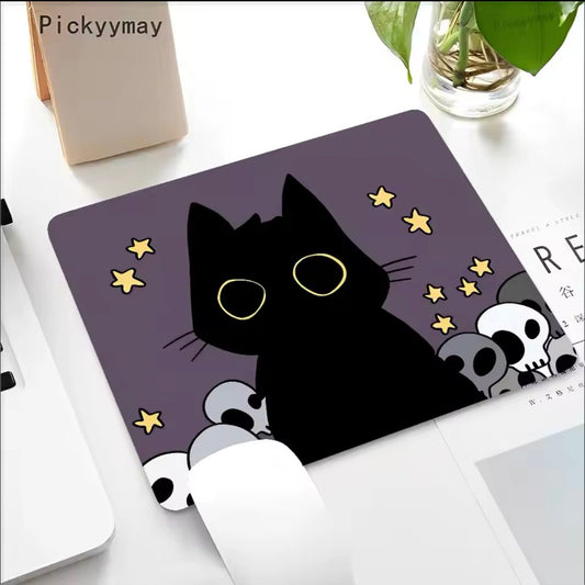 Cute Halloween Cartoon Cat Spooky Skeleton Aesthetic Computer Mouse Pad - Purrfect Gift | MeowMart - Mouse Pad - MeowMart