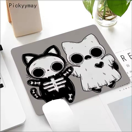 Cute Halloween Cartoon Skeleton Ghost Cat Aesthetic Computer Mouse Pad - Purrfect Gift | MeowMart - Mouse Pad - MeowMart