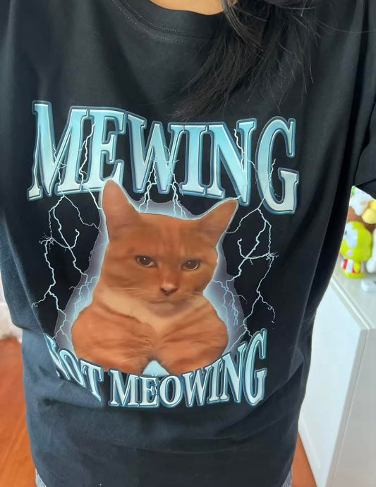‘Mewing Not Meowing’ Funny Cat T-Shirt – Purr - fect for Cat Lovers | MeowMart - T-Shirt - MeowMart