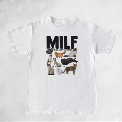 MILF ‘Man I Love Felines’ Funny Cat Meme T-Shirt for Women - T-Shirt - MeowMart
